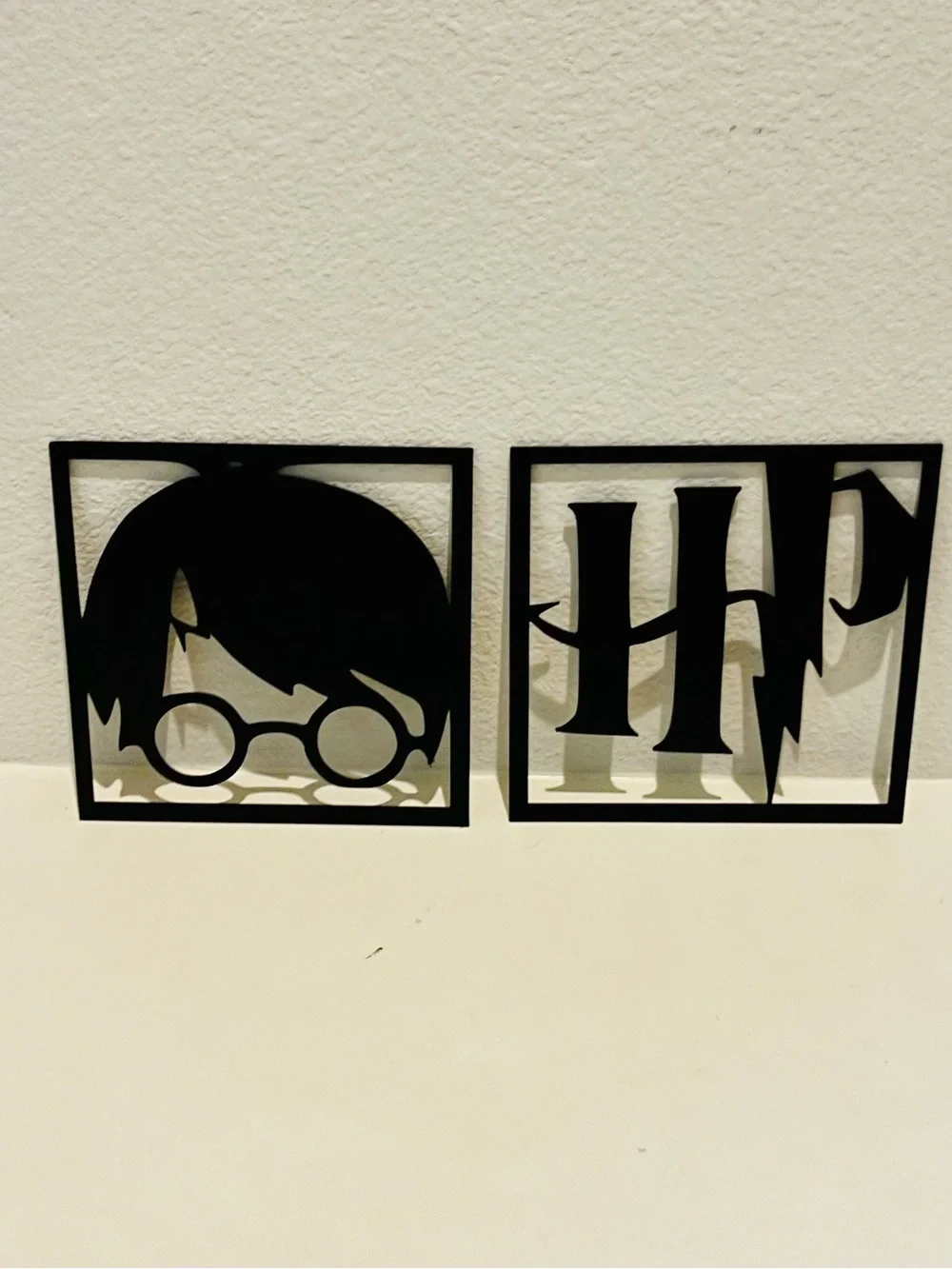 Black HP Inspired Wizard Wall Decor - Harry Glasses Silhouette